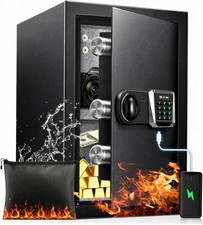 31D x 35W x 45Hcm 50L Fireproof Steel Safe, Keypad, Alarm, Shelf, Type-C