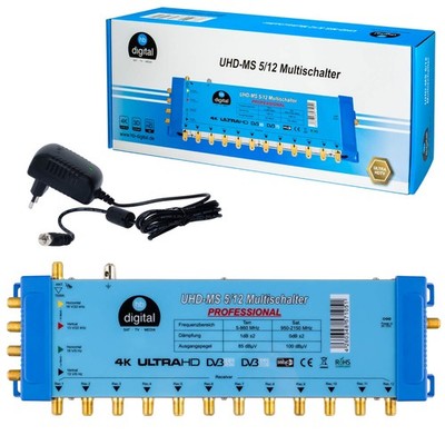 Multischalter 5/12 1 Satellit FULL HD für 12 Teilnehmer 3D HD+ sky geeignet PMSE