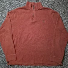 Polo Ralph Lauren Orange Estate Rib Half Zip Sweater Multi Color Pony Large