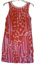 Lilly Pulitzer Sz 8 Target Giraffe Linen Mini Shift Dress Orange Tropical Preppy