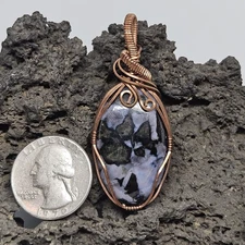 Trekntreasures Handmade Pendant #243 Indigo Gabbro "Merlinite" Stone in Copper