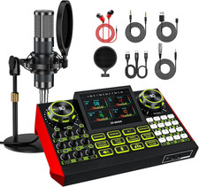 Podcast Microphone Bundle with Live Sound Card Audio Mixer Podcast Equipment Bu