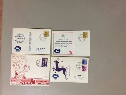 Four Israel opening new post office in town under Israel occupation sp. covers