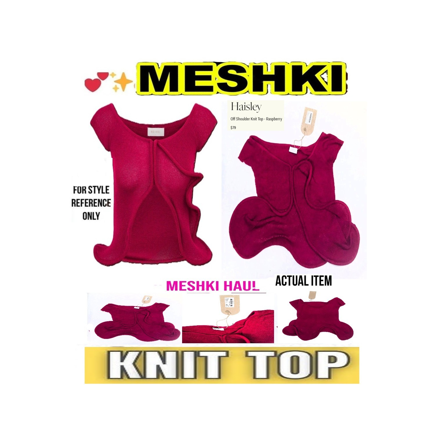 🛑 MESHKI Designer TOP Haisley Off Shoulder Knit Fashion Style Woman Layer Over