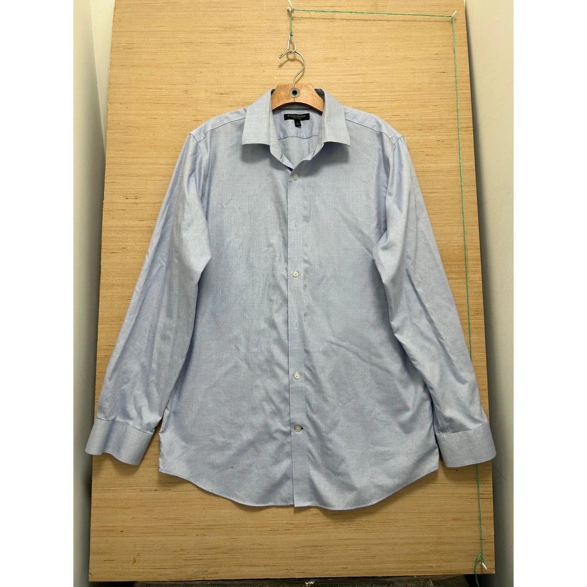 Banana Republic Mens Camden Fit Non-Iron Dress Shirt Light Blue Micro Check  L | eBay