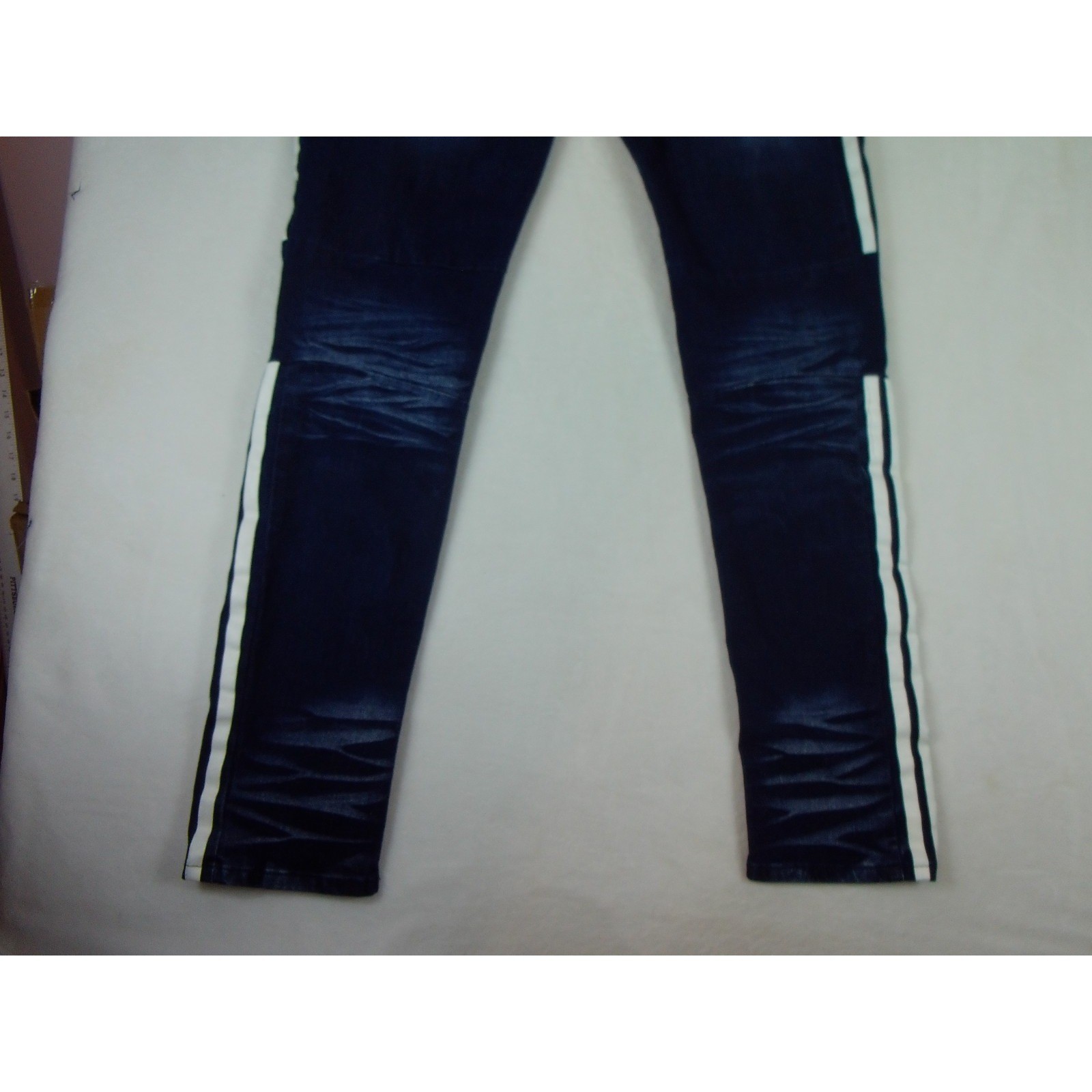 Rue21 Men's Super Skinny Supreme Denim Blue Jeans With White Stripes 34x32 thumbnail 9