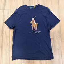 Polo Ralph Lauren Polo Bear Big Pony T-Shirt Mens Size XL Navy Blue Short Sleeve
