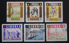 Liberia 1955, Mi.471-476, Sport, Fußball, Box, Tennis, gestempelt