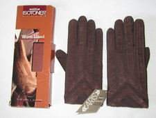 Vintage Isotoner by Aris Men's Warm Lined Gloves - Brown, Medium, New w/ Box