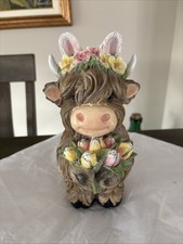 St Patricks Day Adorable Highland Cow Decor with Flowers