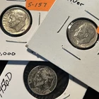 3 Roosevelt Dimes 90%Sterling. 1962D 1959P & 1956D