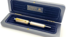 PARKER CENTENNIAL DUOFOLD GODRON SILVER FOUNTAIN PEN 18K GOLD MEDIUM NIB 1993 SB
