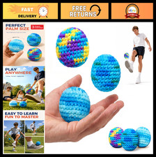 3 Pack Crochet Footbags - Durable Colorful Knit Hacky Sack Balls for Adults, Str