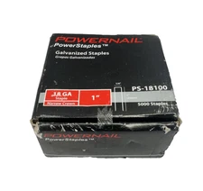Powernail PS-18100 18GA 1" Galvanized Narrow Crown Staples 5000ct Fasteners