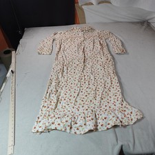 Vintage Cottagecore Dress Womens Large White Ruffle Hem Prairie Floral Nightgown