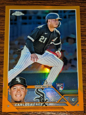 Carlos Perez White Sox 2023 Topps Chrome ORANGE REFRACTOR Rookie #'ed /25