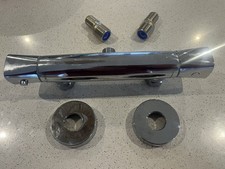 Chrome Bathroom Mixer Shower Thermostatic Dual Head Square