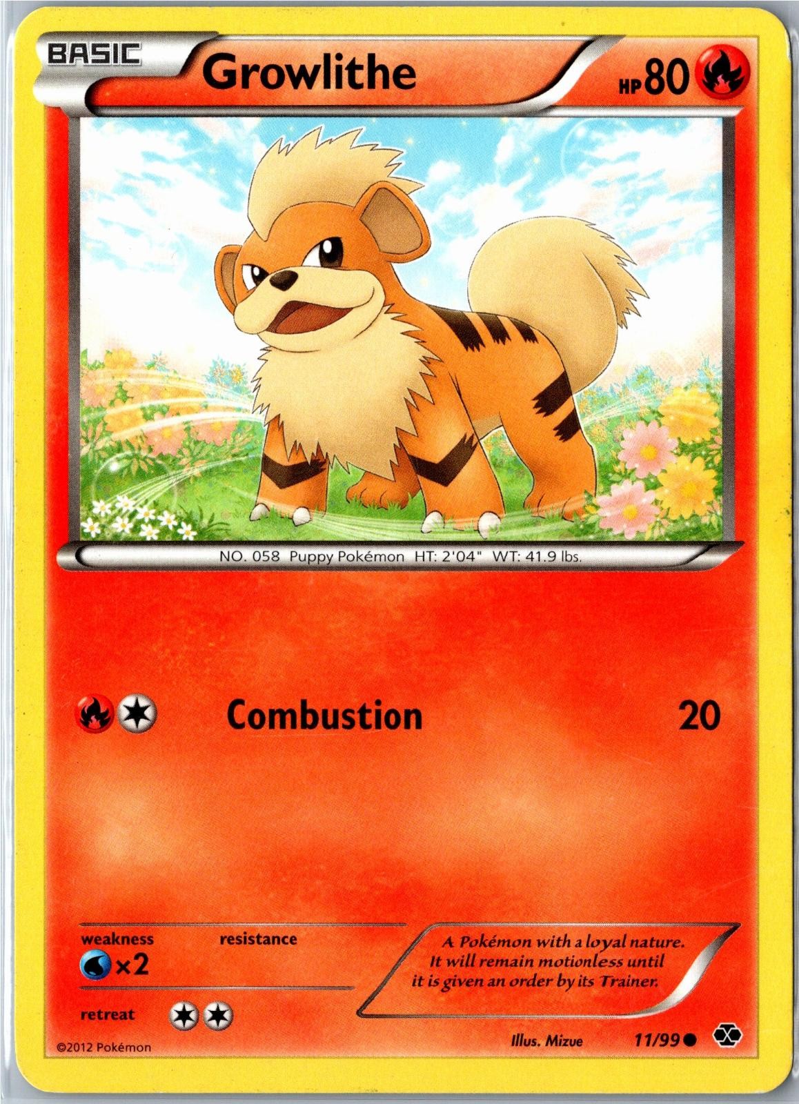 Pokemon Card - Growlithe 11/99 Next Destinies 2012 Common Lightly Played