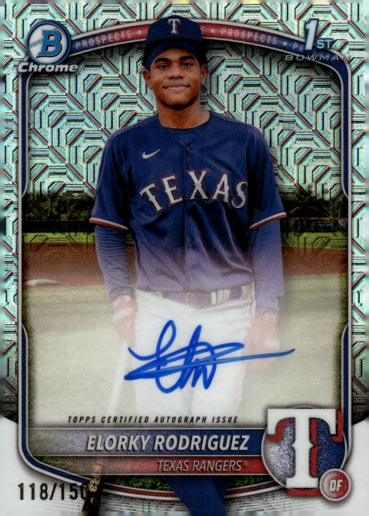 2025 Bowman Chrome Prospect HTA Refractor Elorky Rodriguez 1st Autograph 118/150