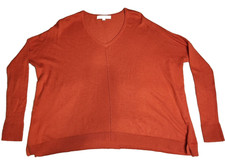 Ann Taylor LOFT Womens Wool Blend Sweater Sz S Orange Pullover 3/4 Sleeve