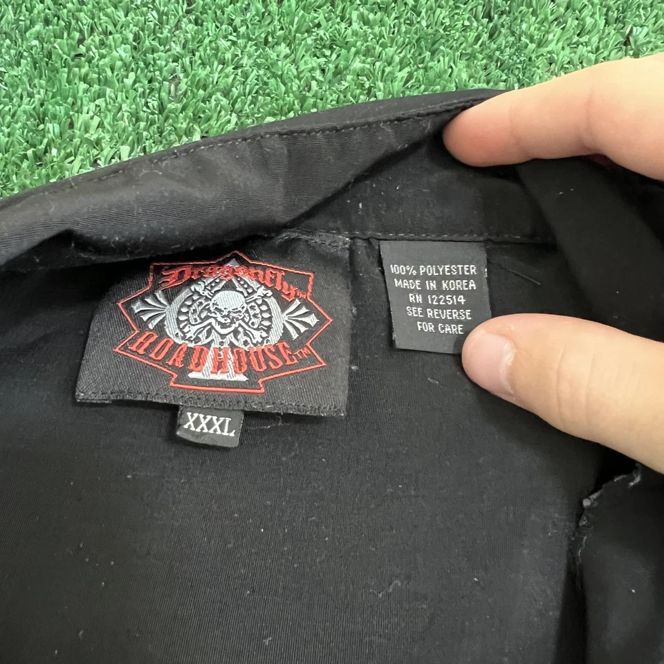 VTG Dragonfly Roadhouse Button Up Bowler Shirt Mens 3XL Black Tribal Skull Y2K - Image 2 of 4