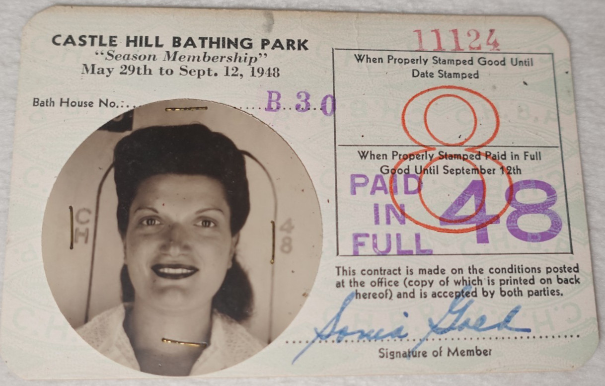 Castle Hill Bathing Park Bronx New York 1948 Season Membership ID Card