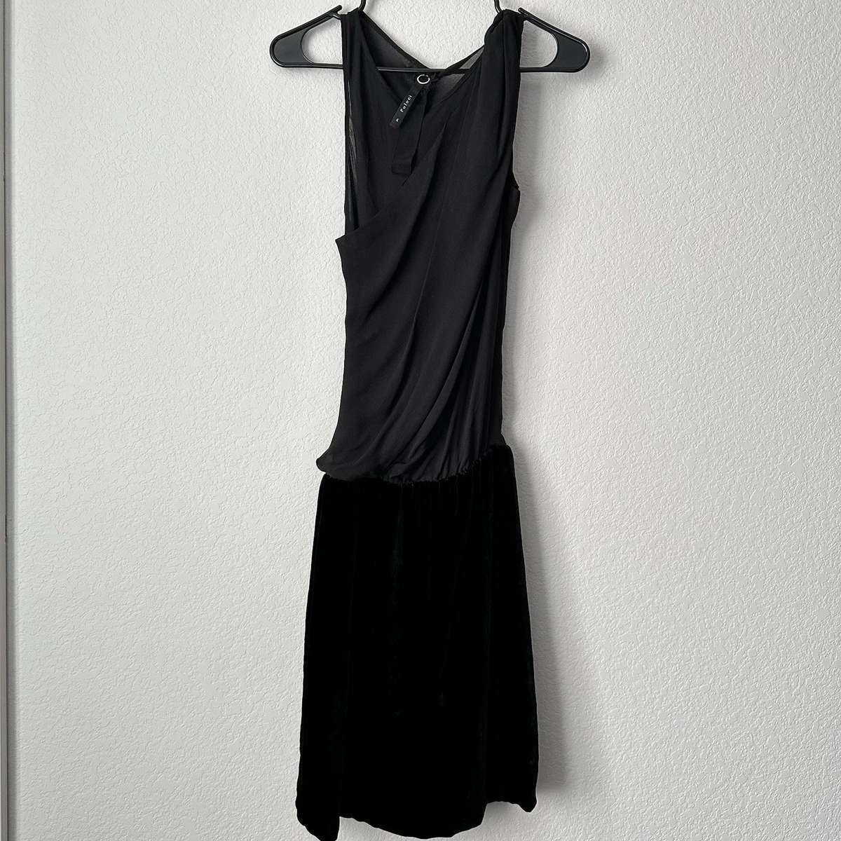 poleci silk dress Poleci Silk Mini Dress Wrap Satin Black/Silver Size 4 Diversity Consignment