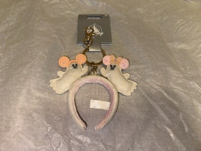 Disney Parks 2026 Halloween Mickey Minnie Ghost Headband Bag Charm Keychain New
