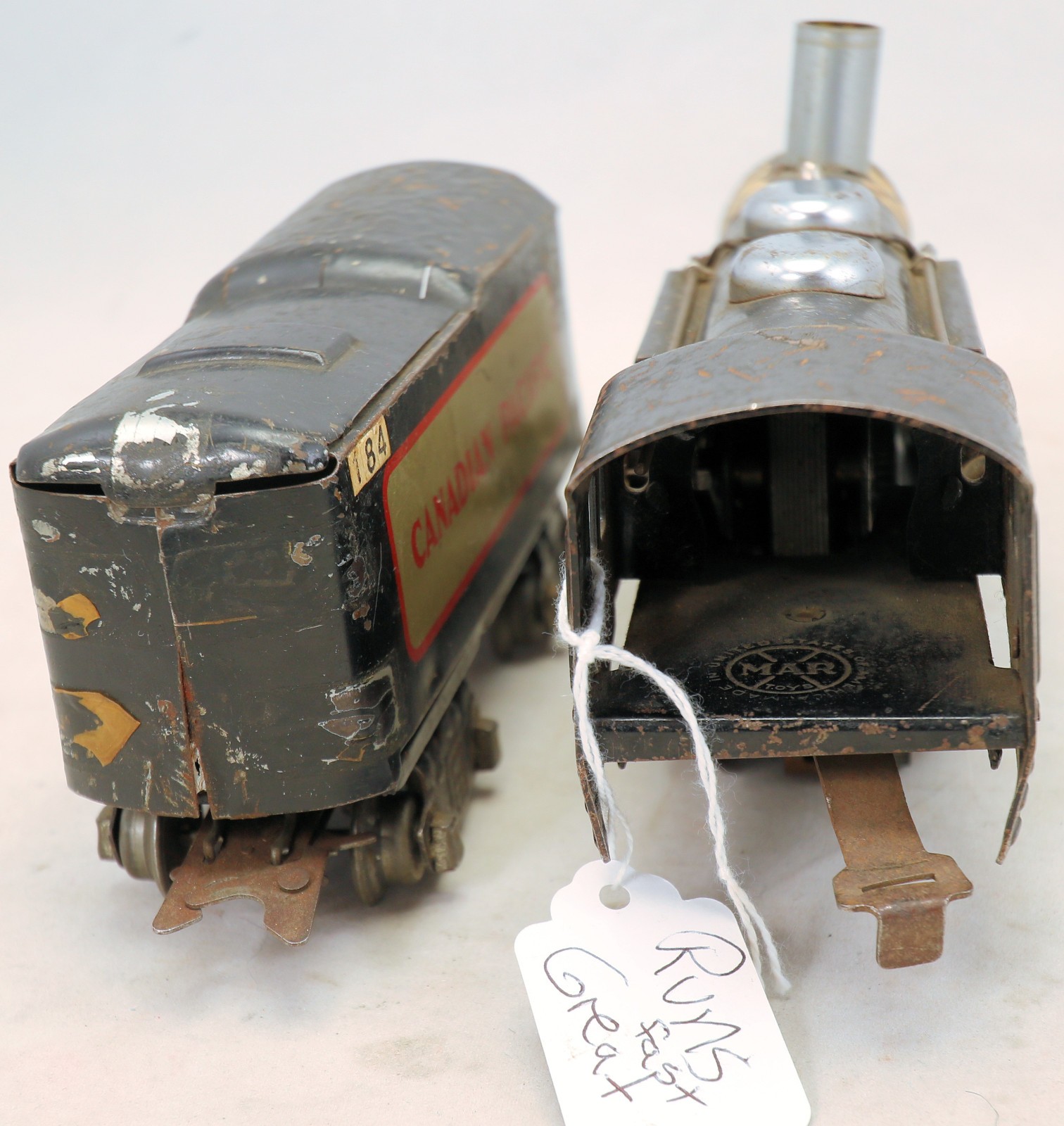 ORIG VINTAGE 1930s O GAUGE MARX CANADIAN PACIFIC 391 ENGINE & 8 WHEEL ...