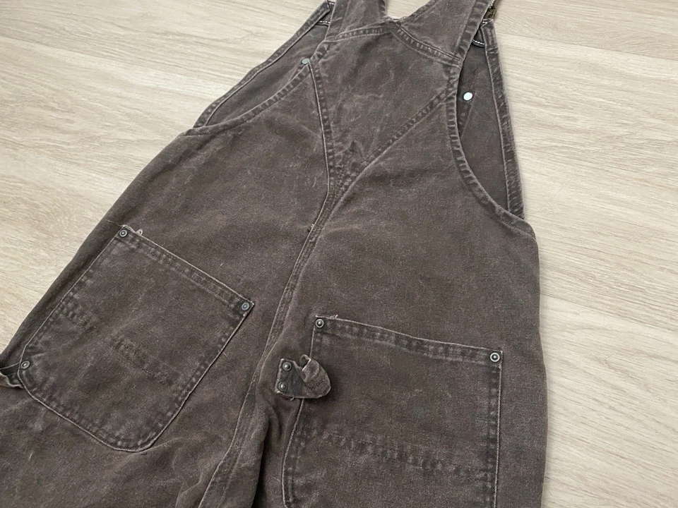 VTG Carhartt R06 CHT “Chestnut Brown” Double Knee Bib Overalls Men's 32x30 Faded - Image 3 of 4
