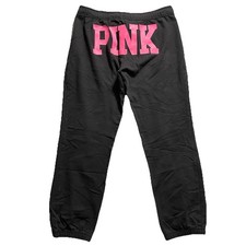 Y2K Victoria's Secret PINK Black Joggers Sweatpants Size S Logo 90s Casual