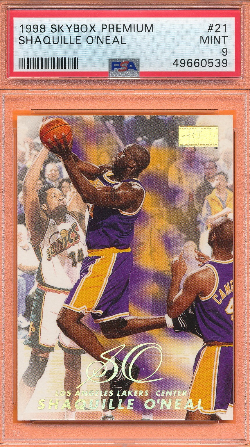 PSA 9 MINT SHAQ 1998 PREMIUM #21 SHAQUILLE ONEAL GRADED NBA SKYBOX LAKERS *TPHLC