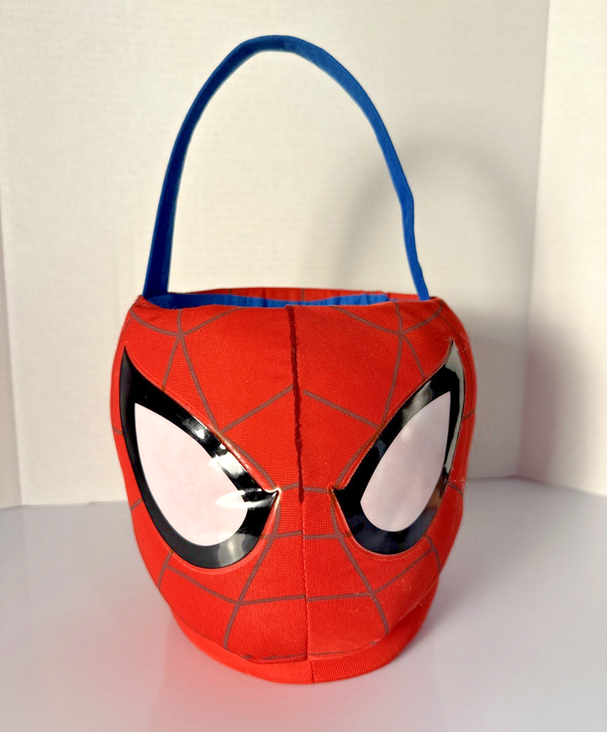 Marvel Spider-Man Fabric Halloween Bucket Easter Basket 12" Blue Handle - Medium