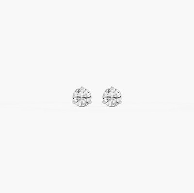 Round Cut 1.00 CT Lab Grown Diamond Basket Threaded 14K Gold Stud Earrings