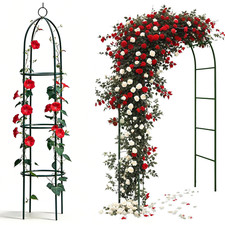 Outdoor Garden Metal Tubular Arch Frame Climbing Plant Support Obelisk Trellis