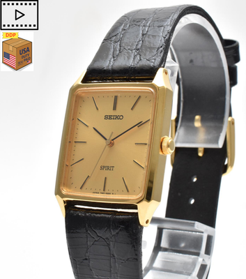 Vintage 1990 [NEAR MINT] SEIKO Spirit 7N01-5180 Gold Tank Men