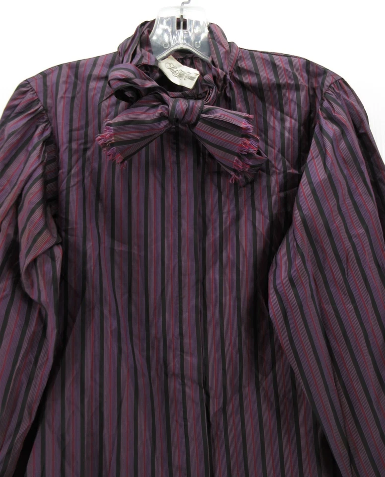 ВИНТАЖНЫЙ Saks Fifth Avenue Топ женщин 4 фиолетовый Oscar De La Renta блузка 70-х 80-х * - Изображение 2 из 4