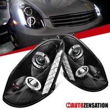 Fit 2005-2006 Infiniti G35 Sedan Black Led Halo Projector Headlights Leftright Fit 2005-2006 Infiniti G35 Sedan Black Led Halo Projector Headlights Leftright