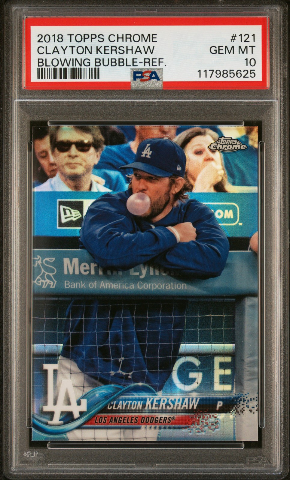 2018 TOPPS CHROME VARIATION-REFRACTOR #121 CLAYTON KERSHAW PSA 10