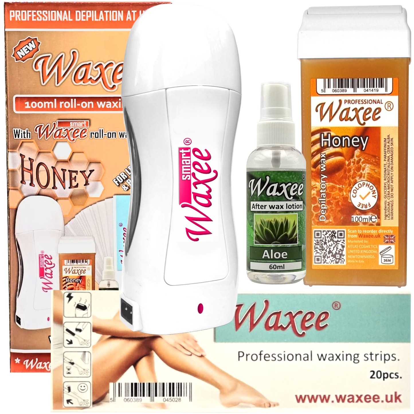 Roll-on waxing kit 100ml roller wax HONEY heater after wax oil strips WAXEEsmart