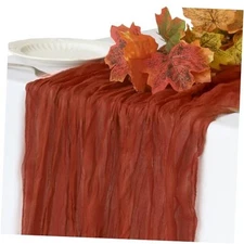 Fall Table Runner, 10FT Thanksgiving Cheesecloth Table Runner Terracotta