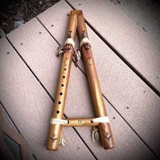 High Spirits Two Hawks Double Drone Flute Key of A Cedar Native American Style