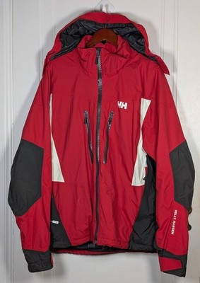 Helly Hansen Men's Size XL Ski Jacket Red Helly Tech Waterproof Hooded Winter