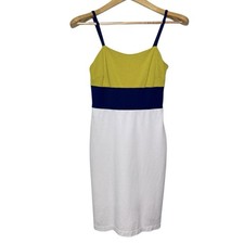 Banana Republic Citron Colorblock Dress Strappy Wasabi Green Stretch Party 0