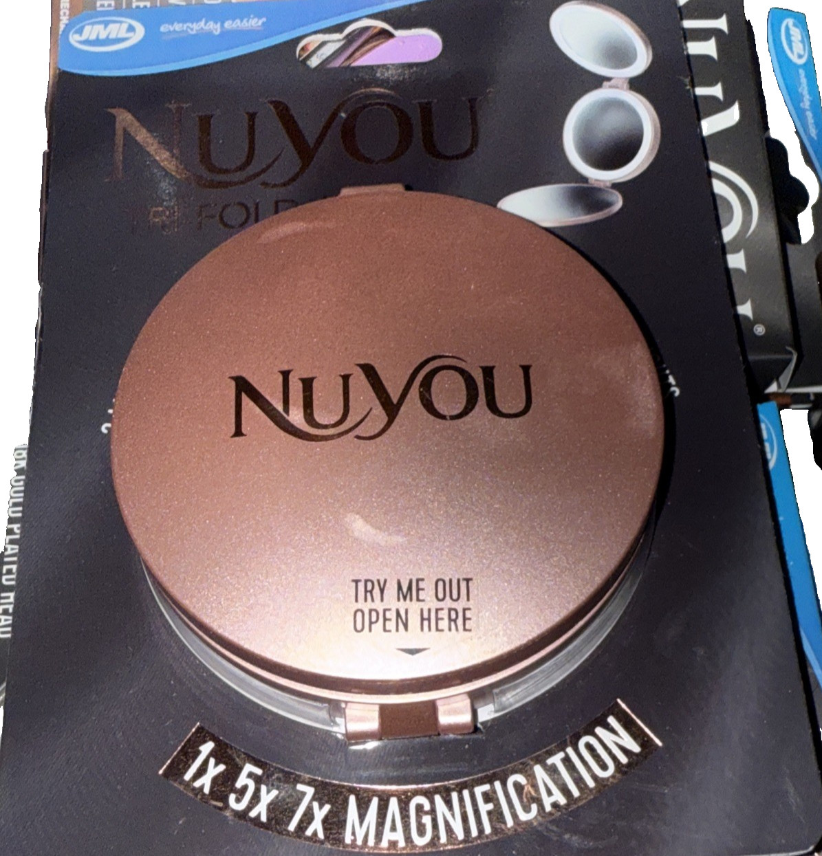 NuYou Tri-Fold Compact Makeup Mirror LED 1x 5x 7x Magnification Travel
