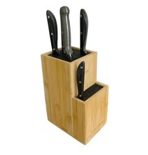 Knife Block Universal Stand for Kitchen Knives Bamboo Storage Organiser 2-Tier