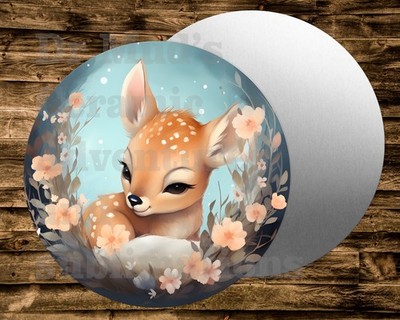 SLEEPING FAWN  Round metal Sign Wreaths Crafts miniatures Projects