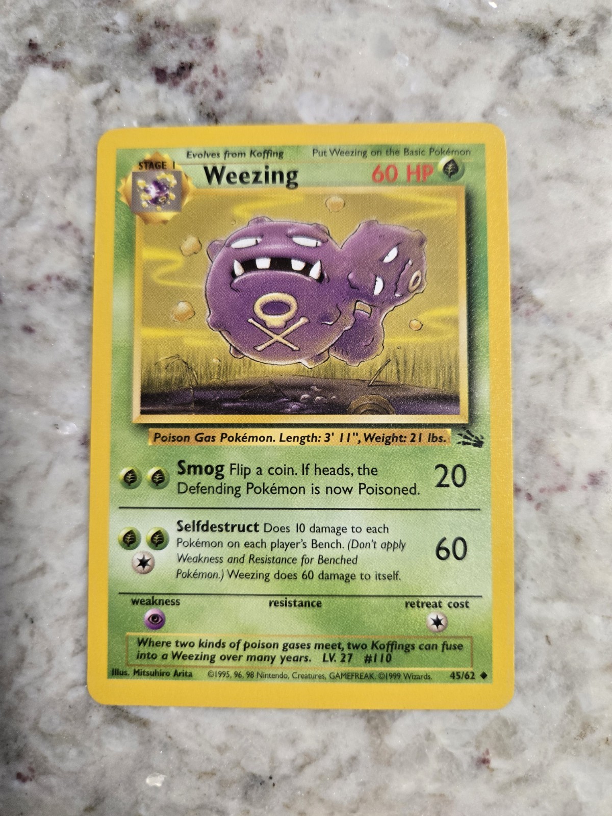 Pokemon Weezing Fossil Unlimited Card 45/62 LP