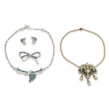 Lot of 4 Vintage Boucher Blue Rhinestone And Gold Tone Set