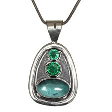 Silver Tibetan Turquoise  Gemstone Jewelry 1.75